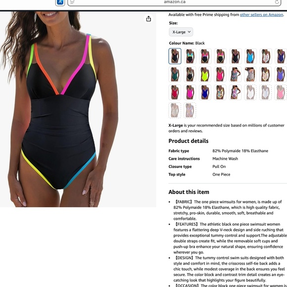 Women's One Piece Swimsuits Neon Color Block Swimwear V Neck Bathing Suit (NEW) - Picture 4 of 8
